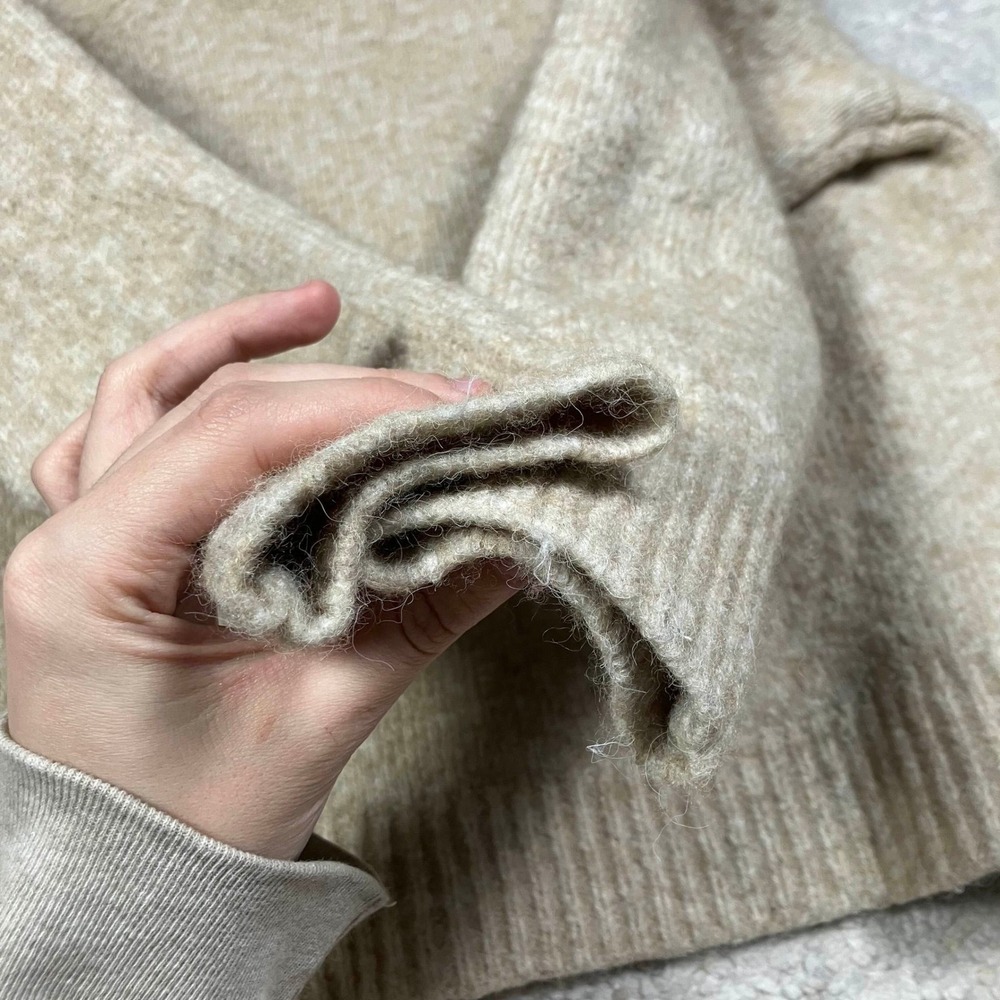 Banana Republic Womens Tan Wool Blend Mock Neck Sweater Medium - Picture 3 of 11